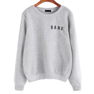 Romwe Grey Babe Sweater Size XL NWT